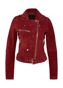 Review, Damen Lederjacke 'BELTED VELOURS', Dunkelrot
