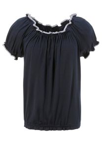 HOHENSTAUFEN, Damen Trachtenshirt, Enzian / Taubenblau / Weiß