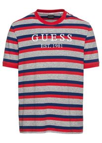 Guess, Herren T-Shirt 'HARRY CN TEE', Blau / Grau / Rot
