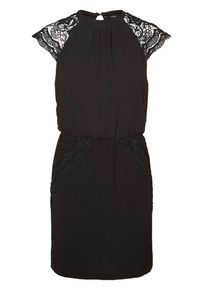 Véro Moda VERO MODA, Damen Spitzen-Kleid mit kurzen Ärmeln, Schwarz