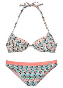 Venice Beach, Damen Push-Up-Bikini, Marine / Türkis / Lachs