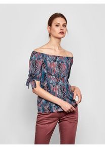 Q/S Designed By, Damen Bluse, Blau / Pastellrot