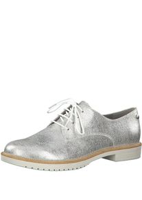 Tamaris, Damen Schn&uuml;rschuh, Silber / Wei&szlig;