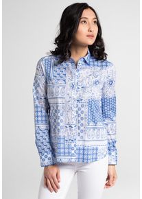 Eterna, Damen Bluse 'Modern Classic', Royalblau / Weiß