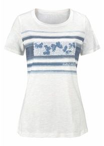 Cheer, Damen T-Shirt, Rauchblau / Wei&szlig;