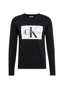 Calvin Klein Jeans, Herren Langarmshirt 'MONOGRAM BOX LOGO COTTON LONG SLEEVE TEE', Schwarz / Weiß