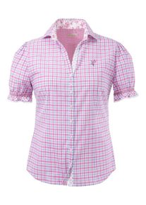 OS-Trachten, Damen Trachtenbluse, Blau / Rosa