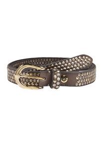 B.belt Handmade In Germany, Damen Ledergürtel mit glitzernden Nieten, Taupe