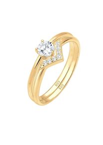 Elli, Damen Ring, Gold / Weiß