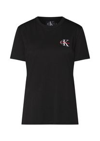Calvin Klein Jeans, Damen T-Shirt 'MONOGRAM EMBROIDERY STRAIGHT', Schwarz