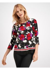Gerry Weber, Damen Bluse, Dunkellila / Rot / Schwarz / Wei&szlig;