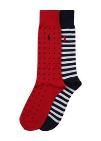 Polo Ralph Lauren, Herren Socken 'DOT STRIPE-CREW-2 PACK', Blau / Rot
