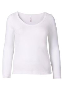 sheego Casual, Damen Langarmshirt, Weiß