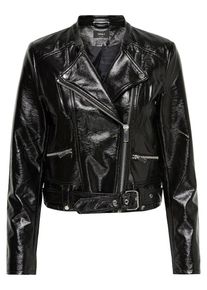 Only, Damen Biker-Kunstlederjacke, Schwarz