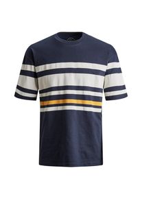 Jack & Jones JACK & JONES, Herren T-Shirt, Creme / Ultramarinblau / Senf