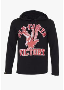 PLUS EIGHTEEN, Herren Kapuzenpullover, Hellrot / Schwarz
