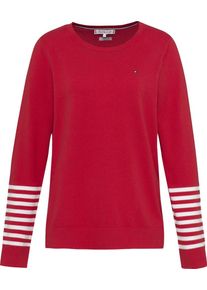 Tommy Hilfiger, Damen Pullover 'Salena C-NK SWTR', Rot / Wei&szlig;