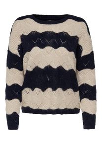 Only, Damen Pullover, Beige / Anthrazit