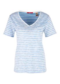 s.Oliver RED LABEL, Damen Shirt, Rauchblau / Weiß