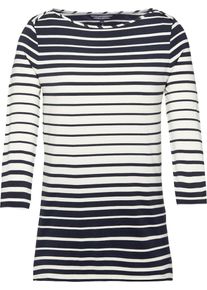 Tommy Hilfiger, Damen Langarmshirt 'NEW JADA SLASH-NK TOP 3/4 SLV', Navy / Weiß