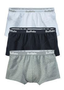Buffalo, Herren Boxer (3 Stck.), Hellgrau / Schwarz / Weiß