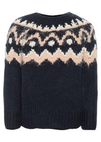 name it, M&auml;dchen Pullover 'NMFRANI LS KNIT', Dunkelblau / Rosa / Wei&szlig;