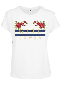 Merchcode, Damen T-Shirt 'Girl Power', Blau / Gelb / Rot / Weiß