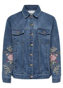 Only, Damen Jeansjacke, Blue Denim / Schilf / Schwarz