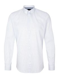 s.Oliver BLACK LABEL, Herren Modern Fit: Hemd mit Minimalmuster, Blau / Weiß