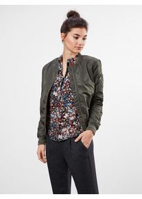 Q/S Designed By, Damen Bluse mit Melange-Printmuster, Dunkelrot / Schwarzmeliert / Weiß