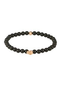 ROYAL-EGO, Herren Armband 'Bracelet Lava Bead Skull II', Rosegold / Schwarz