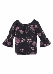 Arizona, M&auml;dchen 3/4-Arm-Shirt, Anthrazit / Helllila / Dunkellila / Rosa