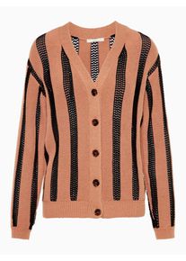 POSTYR, Damen Strickjacke, Apricot / Schwarz