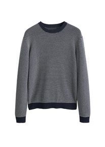 Mango Man, Herren Pullover 'Libero', Nachtblau / Weiß