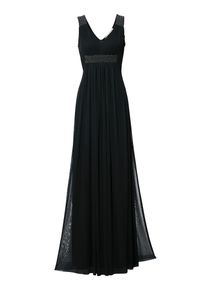 Heine, Damen Abendkleid mit Zierperlen, Schwarz