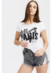 Trueprodigy, Damen T-Shirt 'Hello Paris', Schwarz / Weiß