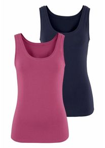 Vivance, Damen Tanktops (2 Stück) aus Baumwoll-Stretch, Marine / Dunkelpink