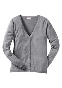 sheego Casual, Damen Strickjacke mit tiefem V-Ausschnitt, Grau