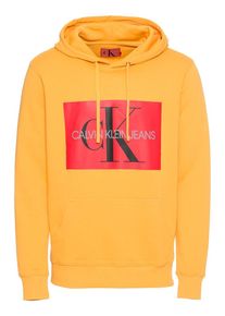 Calvin Klein Jeans, Herren Kapuzenpullover 'MONOGRAM BOX', Dunkelgelb / Hellrot