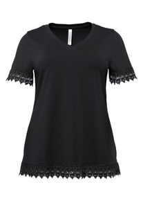 sheego Casual, Damen T-Shirt 'Basic', Schwarz