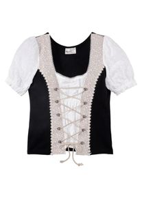 Marjo, Damen Trachtenshirt, Puder / Schwarz / Wei&szlig;