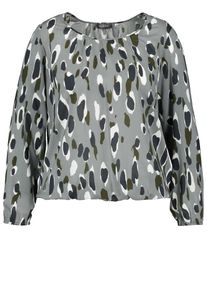 SAMOON, Damen Bluse, Grau / Schwarz / Weiß