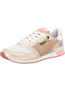 Pepe Jeans, Damen Sneaker Low 'Gable', Gold / Koralle / Wei&szlig;