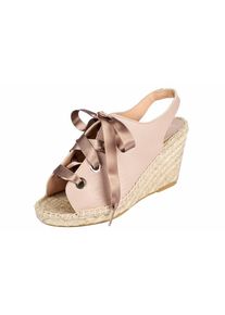 Heine, Damen Sandalette mit Schn&uuml;rung, Nude / Puder