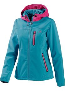 O.C.K. OCK, Damen Kapuzen-Softshelljacke , Aqua / Pink