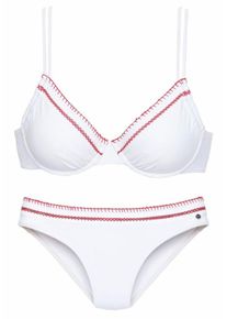 s.Oliver RED LABEL Beachwear, Damen Bügel-Bikini mit Häkelkante, Rot / Weiß