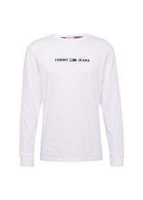Tommy Jeans, Herren Langarmshirt 'TJM SMALL TEXT LONGSLEEVE', Nachtblau / Weiß
