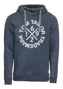 Tom Tailor, Herren Sweatshirt 'print hoodie', Taubenblau / Weiß