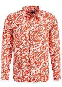 Khujo, Herren Shirt 'Valentin Aop', Dunkelorange / Wei&szlig;