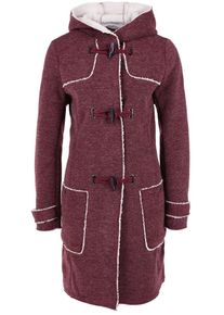 s.Oliver RED LABEL, Damen Melierter Sweat-Mantel mit Pl&uuml;sch, Rotviolett